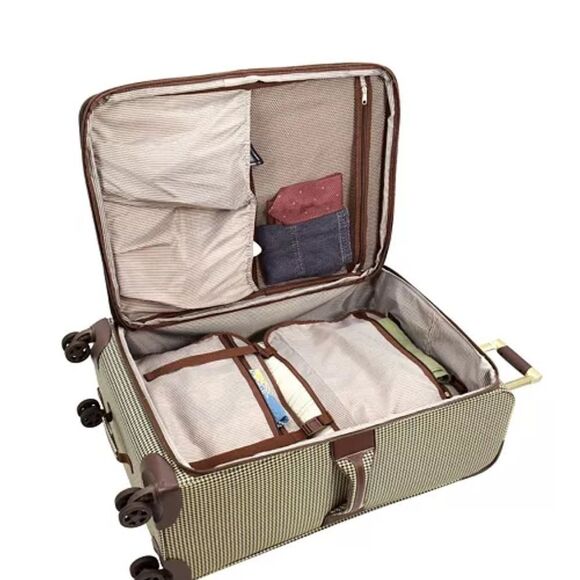 London Fog Oxford III 29”Spinner Luggage suitcase travel bag olive houndstooth - Picture 7 of 16